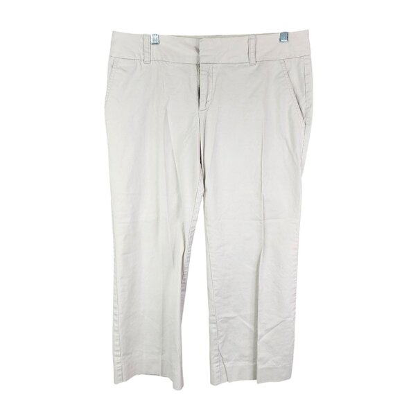 Womens Beige Old Navy Low Waist Stretch Pants Cotton Spandex Flat Front Size 12 - Picture 1 of 9